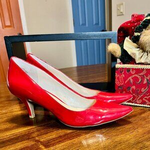Anne Klein iFlex Red Patent Leather Kitten Heel Pumps Size 7